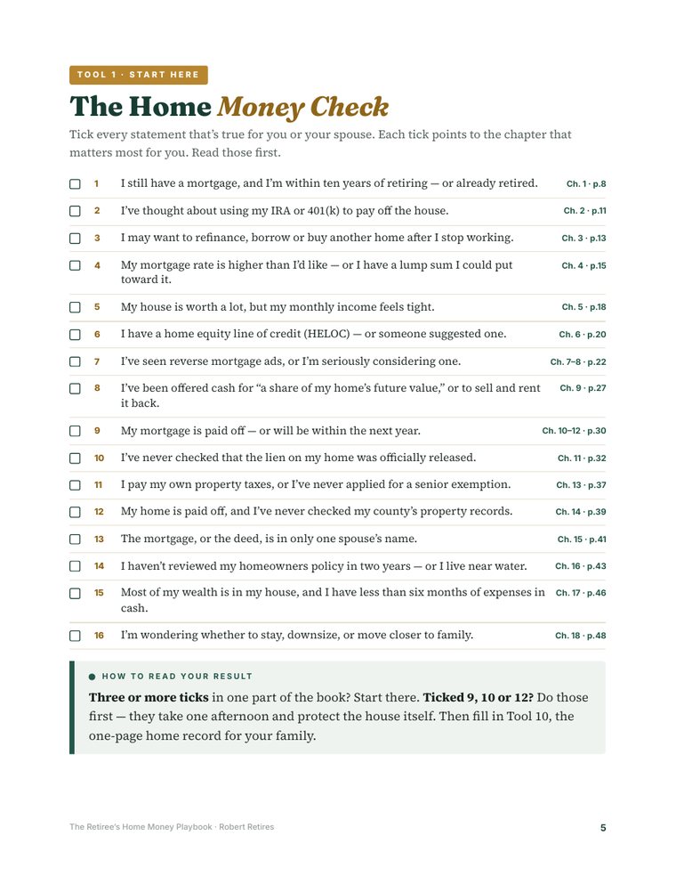 Tool 1: The Home Money Check